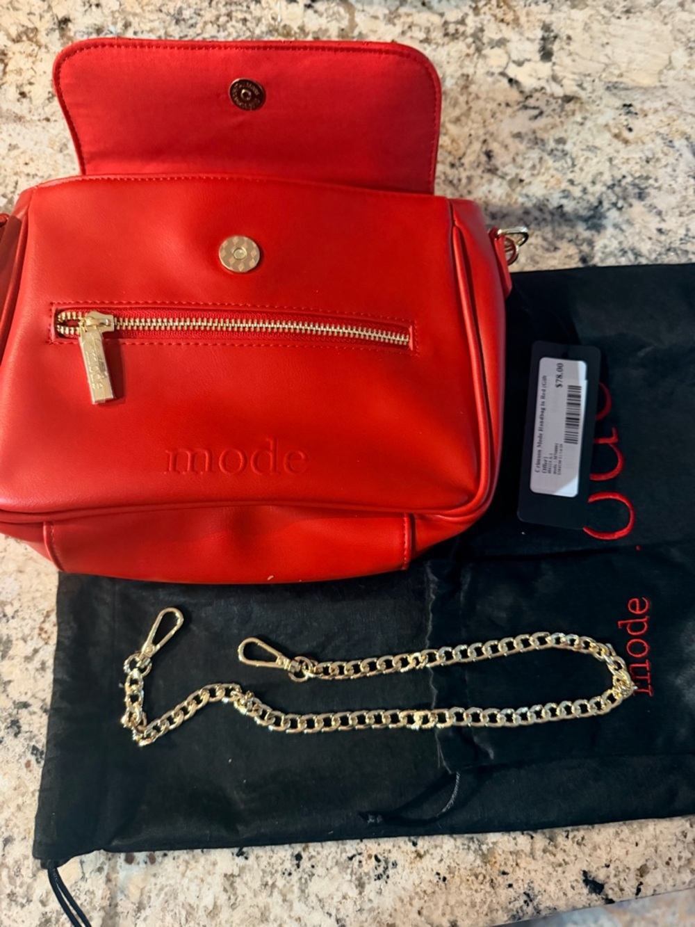 ✨ NWT Mode Red Crossbody Bag w/ Chain Strap – Stunning!